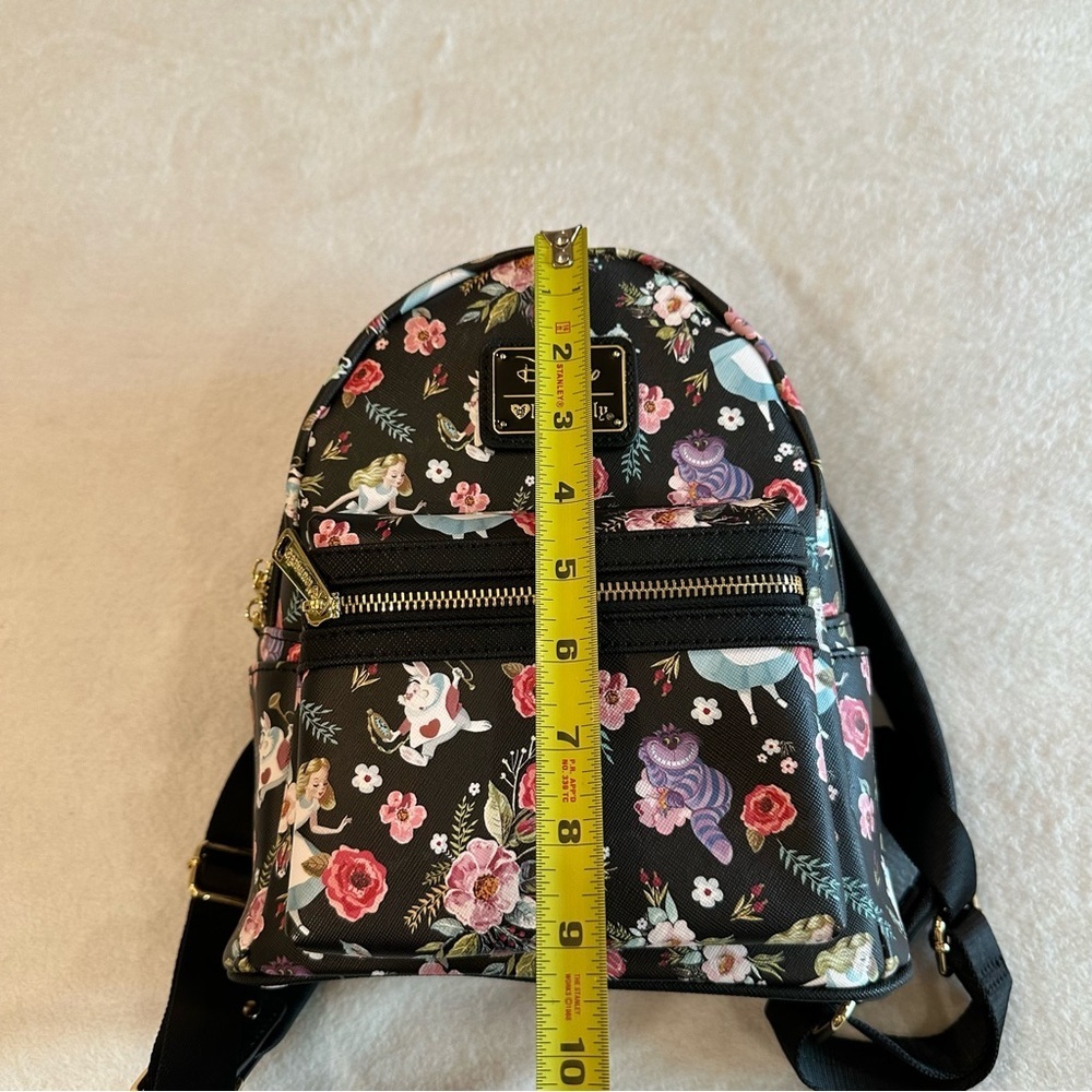 Loungefly Disney Alice in Wonderland Black Floral Backpack RARE - Picture 6 of 9